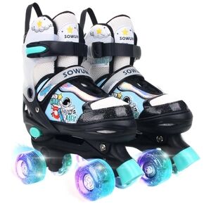 Kids Light-Up Adjustable Roller Skates – Blue & Black - Size S